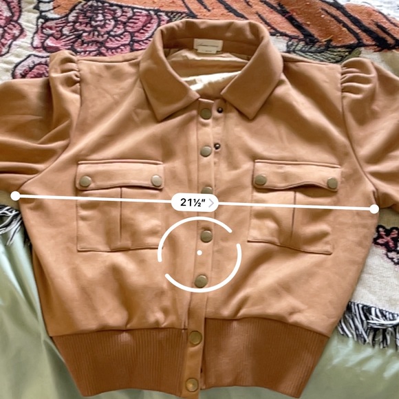 Lovers + Friends Felix Jacket camel faux suede bomber size XL - Picture 7 of 7